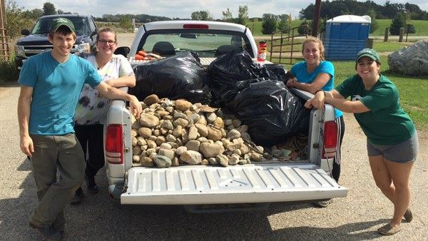 Collected rocks and debris